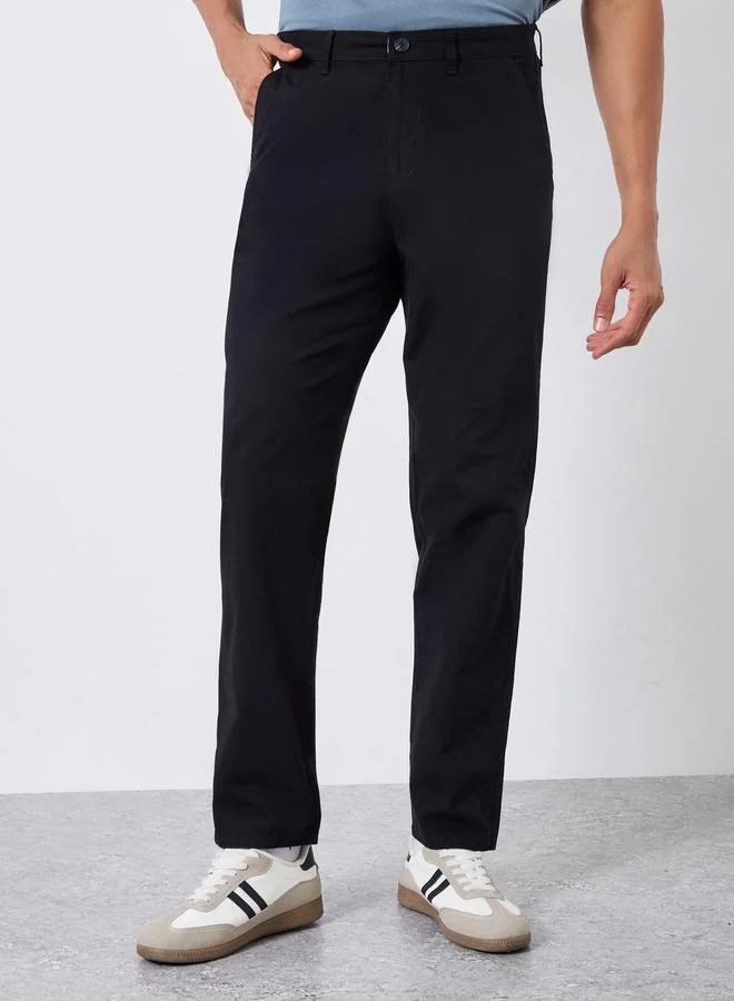 Styli Black Men Black Tailored Fit Trousers for Men | Best Price UAE
